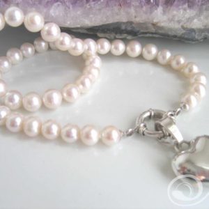 French Heart Pearl Necklace PSH011