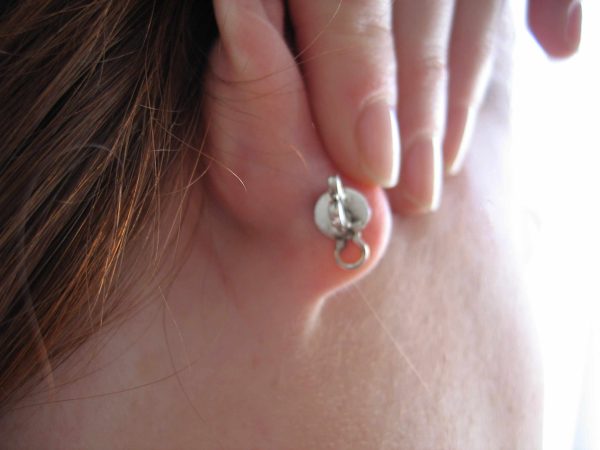 Sandy Long Pearl and Red Garnet Earring PLUS Lobe Lift Back 925 - Image 4