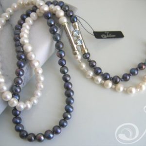 Tiger Blue & White Pearl Necklace PL0001P