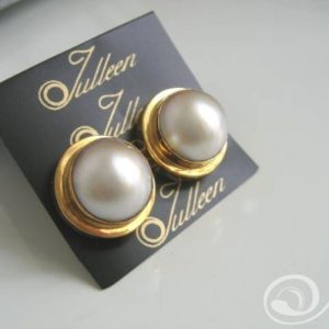 Clip On Coco Large White Mabe Earring in Gold Vermeil