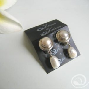 Clip On White Double Pearl Lana Drop Earrings