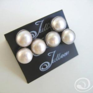 Clip On Shireen, White Triple Pearl Hallmarked Sterling Silver 925 Earrings