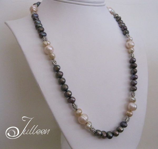 Dorina Necklace Brown and Pink Pearl Sterling Silver Necklace - Image 4