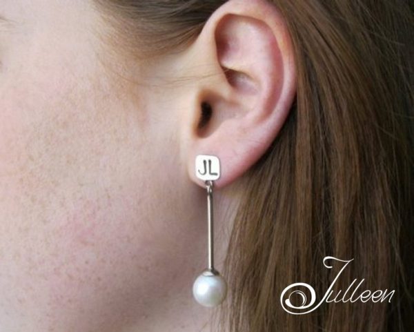 Faye Long Pearl Earrings with Sterling Silver Tube and Dangling White Single Pearl. - Image 6