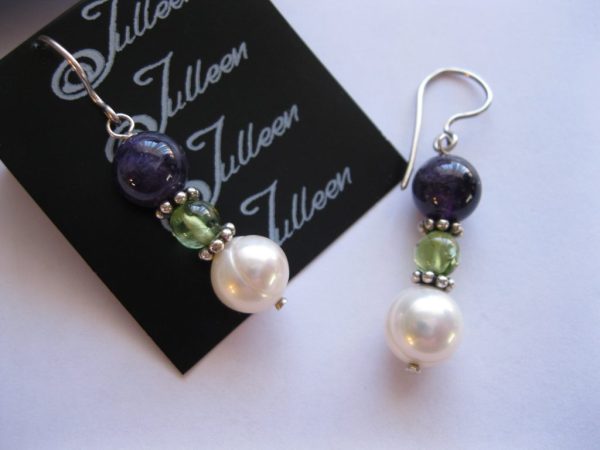 Liza Amethyst Peridot and Pearl Earring - Image 2