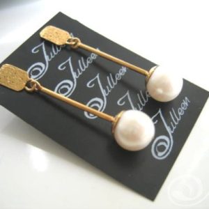 Fiona, Gold Vermeil Long Dangle Pearl Earrings