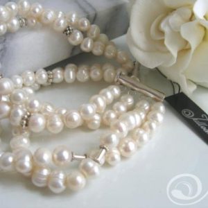 Gardenia White Pearl 4 Row Cuff Bracelet