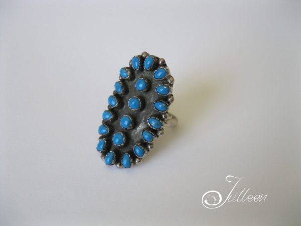 Ancient Egyptian Style Huge Turquoise Shield Ring 925 - Image 2