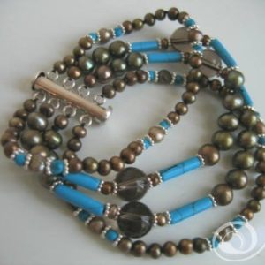 King Tut Turquoise Pearl Cuff Bracelet