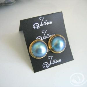 Marissa Bright Turquoise Blue Mabe Earrings Gold Vermeil