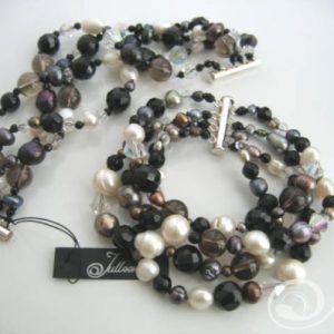 Mumbo Combo Black and White Pearl Cuff Bracelet