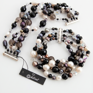 Mumbo Combo Black and White Pearl Cuff Bracelet