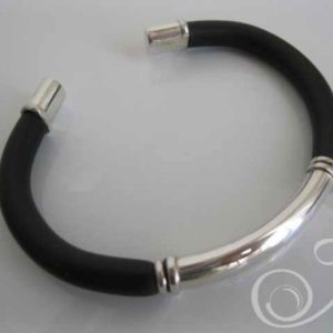 My Guy. Black Neoprene Bangle Using Sterling Silver 925