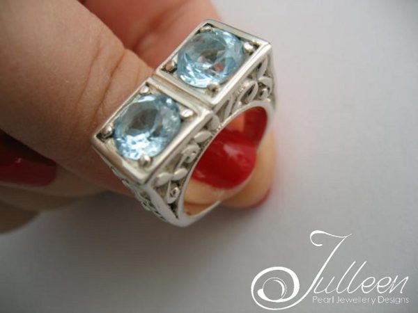 Clarity, Sky Blue Double Topaz Ring Sterling Silver - Image 2