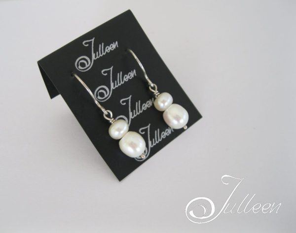 Tanya Double White Pearl Hook Earrings 925 - Image 4