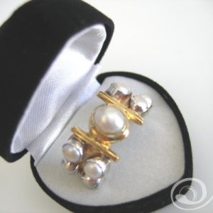 White Pearl Cluster Thumb Ring  Sterling Silver 925