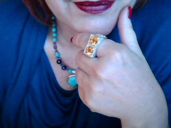 Double 9mm Pumpkin Citrine. The Panther Ring in Chunky Hallmarked Sterling Silver 925 - Image 2