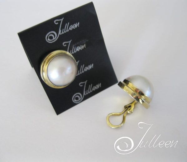 Clip On Coco Large White Mabe Earring in Gold Vermeil - Image 2