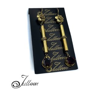 Franny Long Yellow Gold Vermeil Garnet Gemstone Dangle Earring