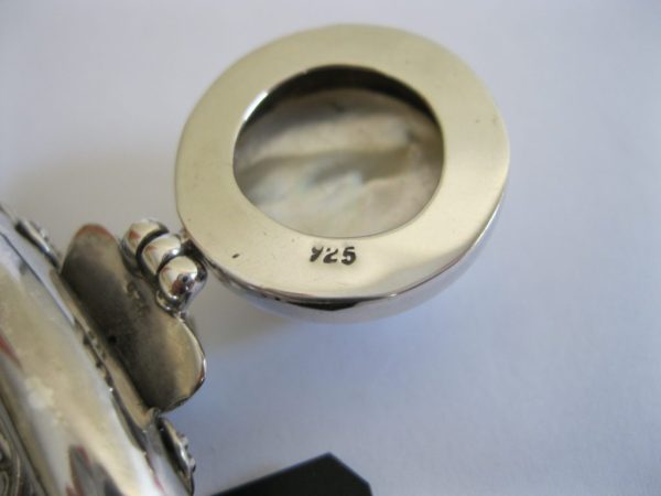 Funky Tube Ice White Double Pearl and Mabe Sterling Silver Tube Pendant on Navy Blue Rolo - Image 3
