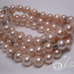 Heavenly Pink Pearl Cuff Bracelet Large Pink Pearls from 8-9 mm
