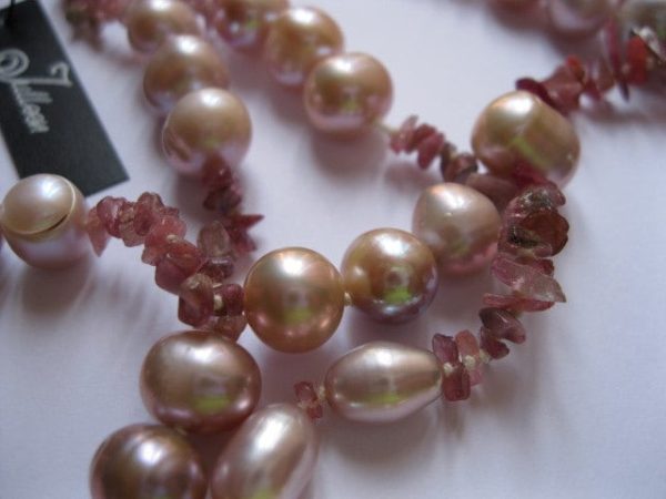 Georgie Necklace - Pink Tourmaline and Pearl Necklace 47 inch - Image 2