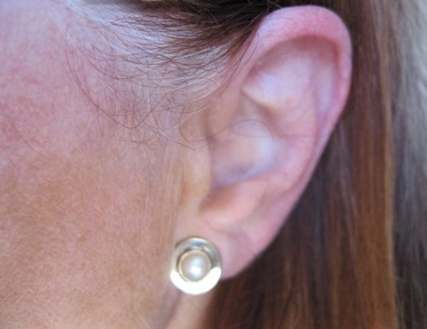 Clip On Barbara Earrings. White Pearl Bezel Set in Gold Vermeil. - Image 6