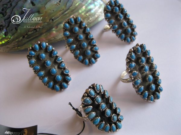 Ancient Egyptian Style Huge Turquoise Shield Ring 925 - Image 5
