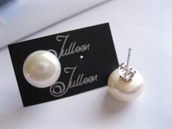 12mm White Pearl Stud 925 - Image 4