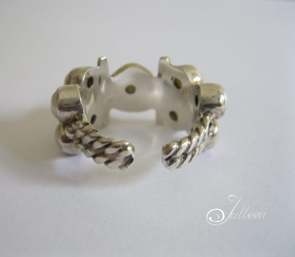 White Pearl Cluster Thumb Ring  Sterling Silver 925 - Image 2