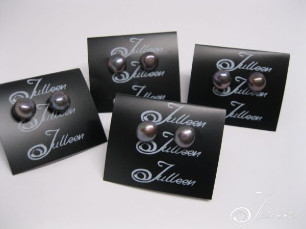 Black Pearl and Sterling Silver 7 mm Stud Earring - Image 2