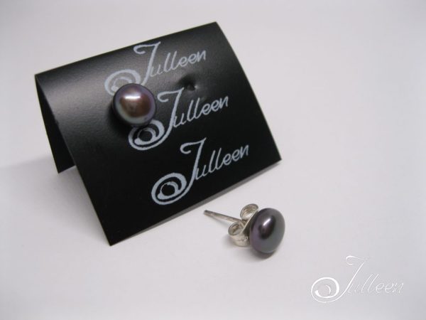 Black Pearl and Sterling Silver 7 mm Stud Earring - Image 3