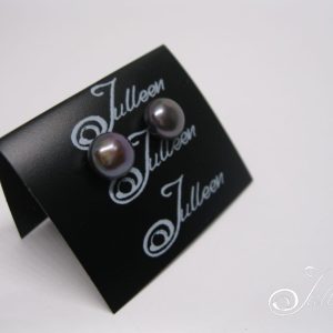 Black Pearl and Sterling Silver 7 mm Stud Earring