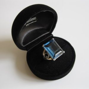 Cocktail Ring. London Blue Topaz Blue Chunky French Nouveau Style Sterling Silver Ring