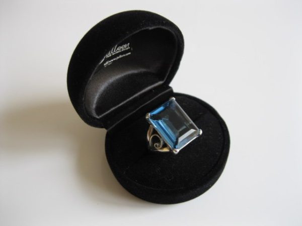 Cocktail Ring. London Blue Topaz Blue Chunky French Nouveau Style Sterling Silver Ring