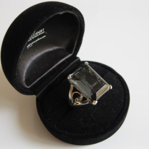 Cocktail Ring Grey Smokey Quartz 925