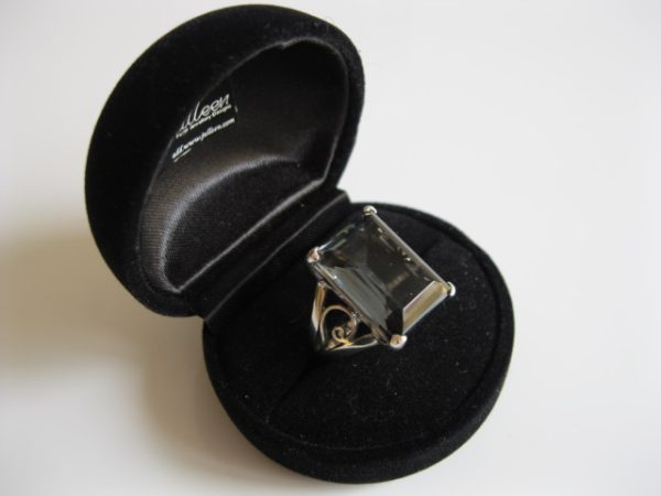 Cocktail Ring Grey Smokey Quartz 925
