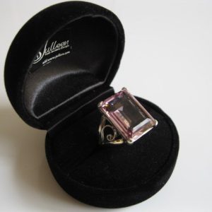 Cocktail Ring Pink Quartz and Sterling Silver