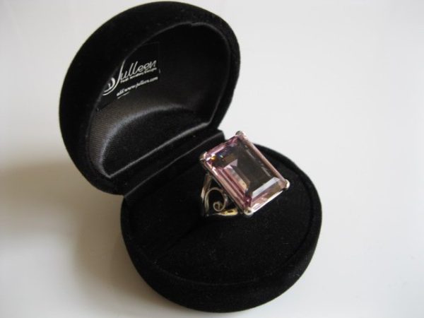 Cocktail Ring Pink Quartz and Sterling Silver