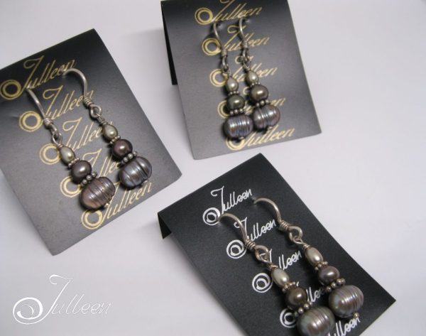 Alishya Mushroom Tone 3 Pearl Dangle Earring in Sterling Silver - Image 3