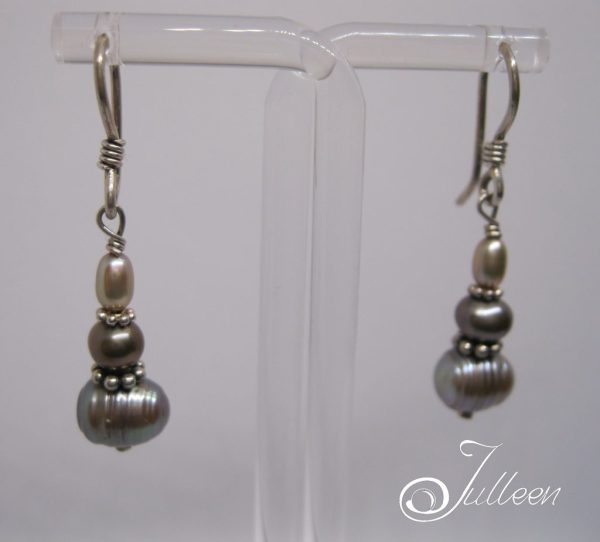 Alishya Mushroom Tone 3 Pearl Dangle Earring in Sterling Silver - Image 4