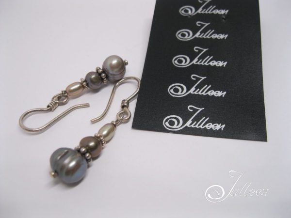 Alishya Mushroom Tone 3 Pearl Dangle Earring in Sterling Silver - Image 2