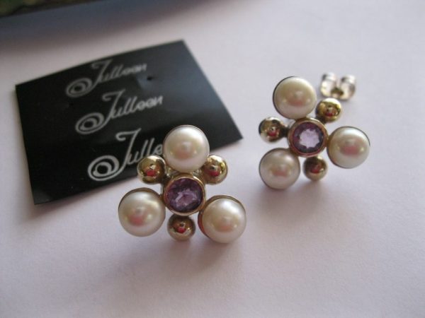 Maja Amethyst Pearl Earrings - Image 3