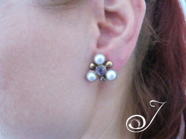 Maja Amethyst Pearl Earrings - Image 4