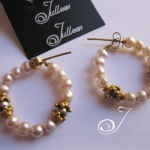 Pink Pearl Hoop Earrings
