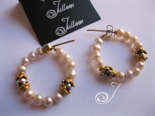 Pink Pearl Hoop Earrings
