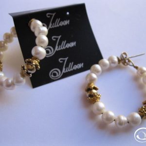 White Pearl Hoop Earrings