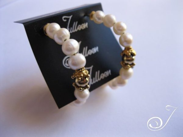 White Pearl Hoop Earrings - Image 3