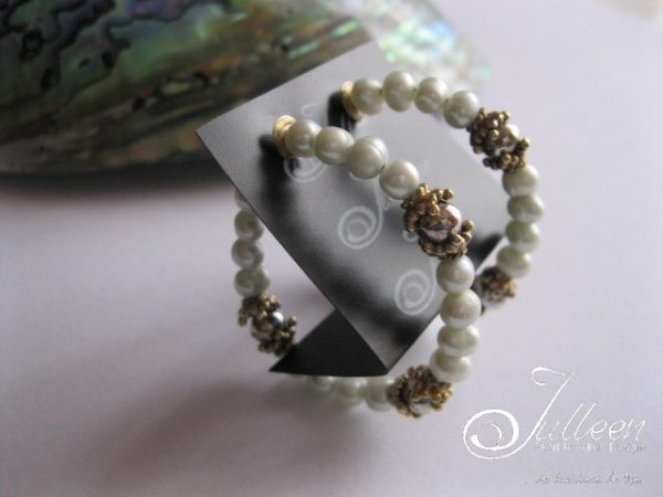 Mint Green Pearl Hoop Earrings