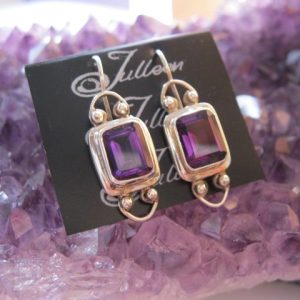 Amethyst Emerald Cut SS Earring